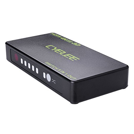 4K x 2K 5-Port 5x1 HDMI Switch/Switcher with Remote,Cyelee High Speed Selector HUB Box Support MHL with Full HD 1080P 3D and Power Adapter