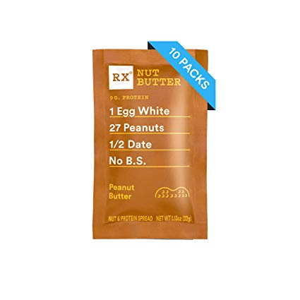 RXBAR, RX Nut Butter, Peanut Butter, 1.13oz, 10 Squeezable Packs, Low Carb, Keto Friendly, No Added Sugar, Gluten Free