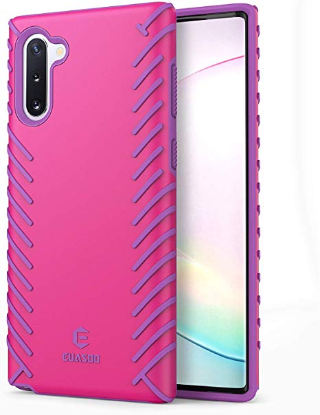 EUASOO Galaxy Note 10 Case, Shockproof Hard PC  Soft TPU Double Protection, Stylish Slim Lightweight Non-Slip Cover Case, Support Wireless Charging, Only Compatible for Samsung Galaxy Note 10, Red