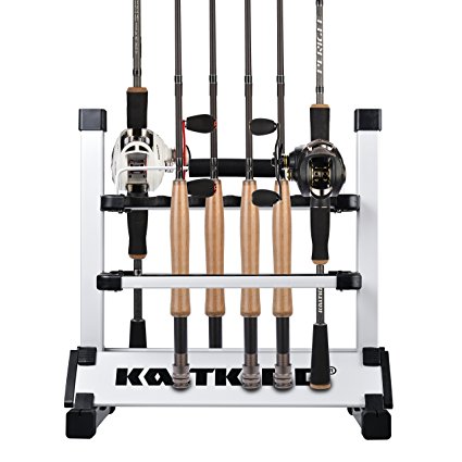 KastKing Fishing Rod Rack – Perfect Fishing Rod Holder - Holds Up to 24 Rods - Lightweight Aluminum – Easy Assembly - 24 Rod Rack for All Types of Rods and Combos/ 12 Rod Rack for Freshwater Rods