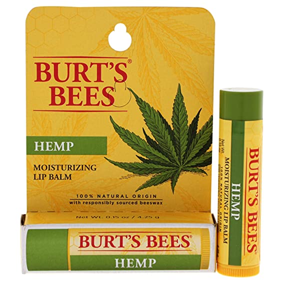 Burts Bees 100% Natural Origin Moisturizing Lip Balm, Hemp with Beeswax, 0.15 Oz