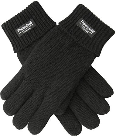 EEM Men's knitted glove LASSE with Thinsulate thermal lining, warm, 100% wool, black S