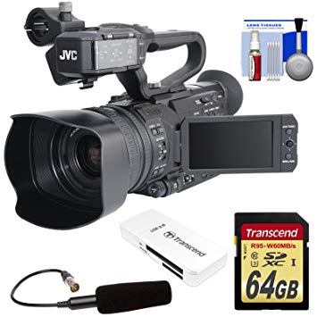 JVC GY-HM170U Ultra 4K HD 4KCAM Professional Camcorder & Top Handle Audio Unit with XLR Microphone   64GB Card   Reader   Kit