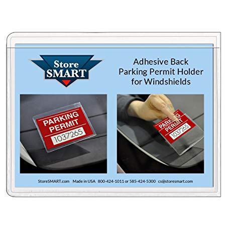 StoreSMART - Parking Permit Holder for Windshields - Adhesive Back - 3-Pack - PSR-PARK-1045L-3
