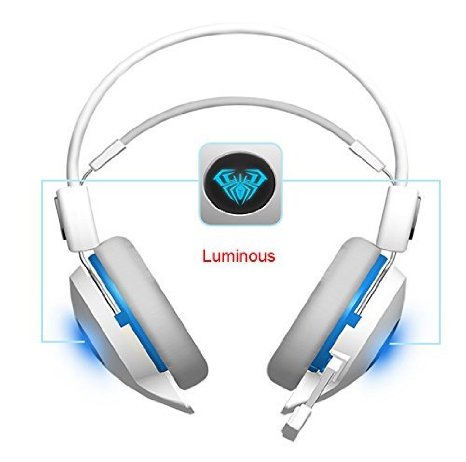 Winkeyes® (Aula Succubus) 3.5mm PC Gaming Headset Microphone Game headphone With Noise Cancelling & Volume Control for Laptop Computer Game, White