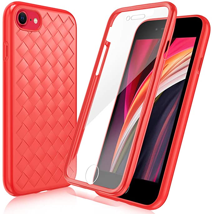 FYY [Anti-Germs Antibacterial Case] for iPhone SE 2020/7/8/6/6S 4.7", [Built-in Screen Protector] Heavy Duty Protection Full Body Protective Bumper Case for Apple iPhone SE 2020/7/8/6/6S 4.7" Red