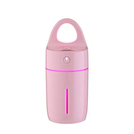 HQM Magic Cup Humidifier 170 mL Water Tank USB Powered with 7 Colors LED Light for Personal Use Portable Tabletop Desktop Office Home Travel (Pink)