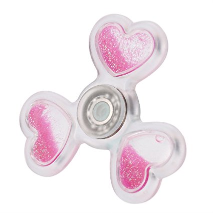 Hatop Hand Spinner, Heart-Shaped Liquid Quicksand Tri Fidget Hand Spinner Triangle Torqbar Finger Toy (Pink)