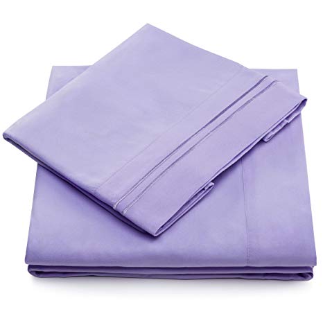 Split King Bed Sheets - Lavender Luxury Sheet Set - Deep Pocket - Super Soft Hotel Bedding - Cool & Wrinkle Free - 2 Fitted, 1 Flat, 2 Pillow Cases - Light Purple SplitKing Sheets - 5 Piece