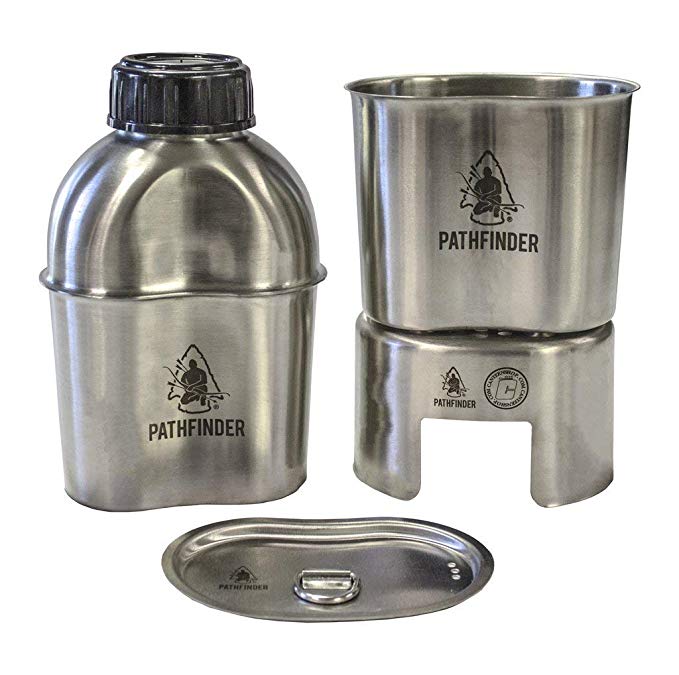 Pathfinder PTH003 Stainless Steel Canteen Cooking Set W/Nylon Pouch (4 Pieces)