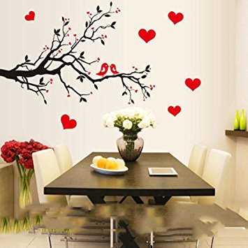 Ussore Lovebirds Branch Removable Mural Wall Stickers Wall Decal Room Home Decor for living room bedroom bathroom kitchen kids