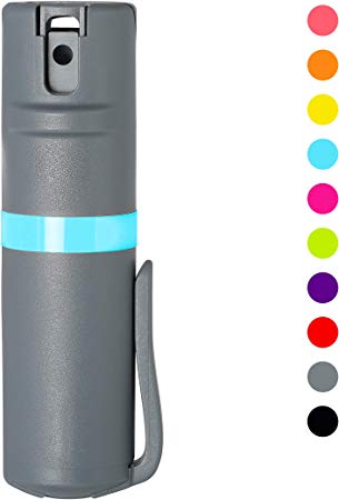 POM Pepper Spray Pocket Clip Maximum Strength OC Spray Safety Flip Top 10ft Range 24 Bursts Compact Discreet for Running, Cycling, Outdoors