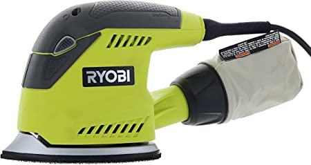 Ryobi CFS1503GK Compact Corner Cat 12,500 OPM 1.2 Amp Corded Orbital Finishing Sander w/ 10 Pads and Carrying Case