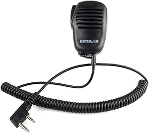 Retevis 2 Pin Speaker Mic Mini PTT Handheld Remote Radio Speaker for Baofeng UV-5R Retevis RT22 RT27 H777 Kenwood Puxing Wouxun TYT HYT Pofung Walkie Talkie 360 Degree Swivel(1Pack)