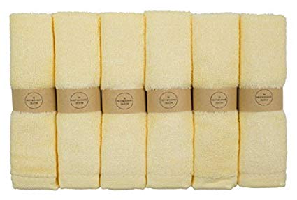 The Motherhood Collection 6 Pack Ultra Soft Baby Bath Washcloths, Rayon from Bamboo Towels, Perfect Baby Gifts | Baby Registry | Baby Travel Bathing Kit, 10"x10" White (Yellow)
