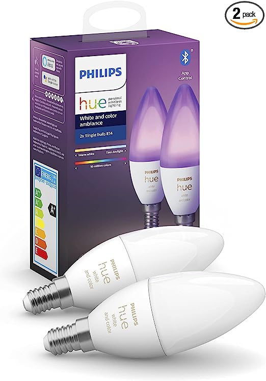Philips by Signify Hue Color E14 Bulb 2-Pak, 929001301302