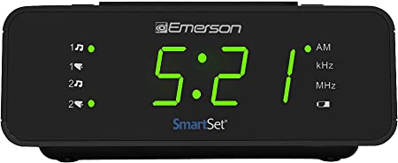 Emerson SmartSet Alarm Clock Radio with AM/FM Radio, Dimmer, Sleep Timer and .9" LED Display, CKS1900