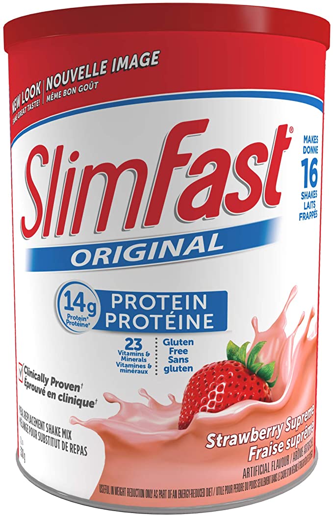SlimFast – Original Meal Replacement or Weight Loss Shake Mix Powder - 14g of Protein – 23 Vitamins and Minerals – Great Taste - 530g - Strawberry Supreme Flavour