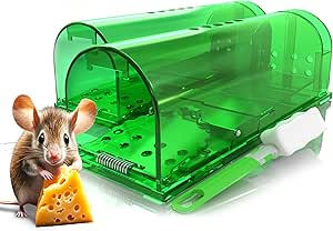 Utopia Home Mouse Trap - Mouse Catcher Easy to Set - House Indoor - Quick, Effective, Reusable (Green, Large (Pack of 2))