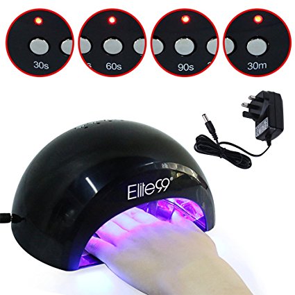 LED Nail Lamp, Elite99 12W Black Professional Nail Dryer for Fingernails and Toenails. Works with All Leading Brand of LED Gel Nail Polish. 4 Timers Presets (30s, 60s, 90s, 30min), Safer for Nails and Skin Than Traditional UV Nail Lamps, 3-PIN UK PLUG