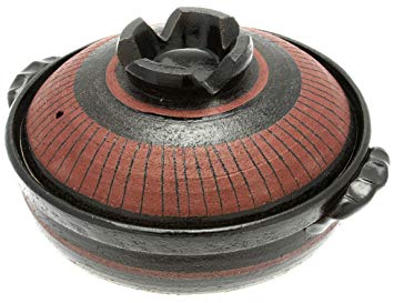 Kotobuki 190-902D 10-3/4-Inch Donabe Japanese Hot Pot, Large, Black/Maroon
