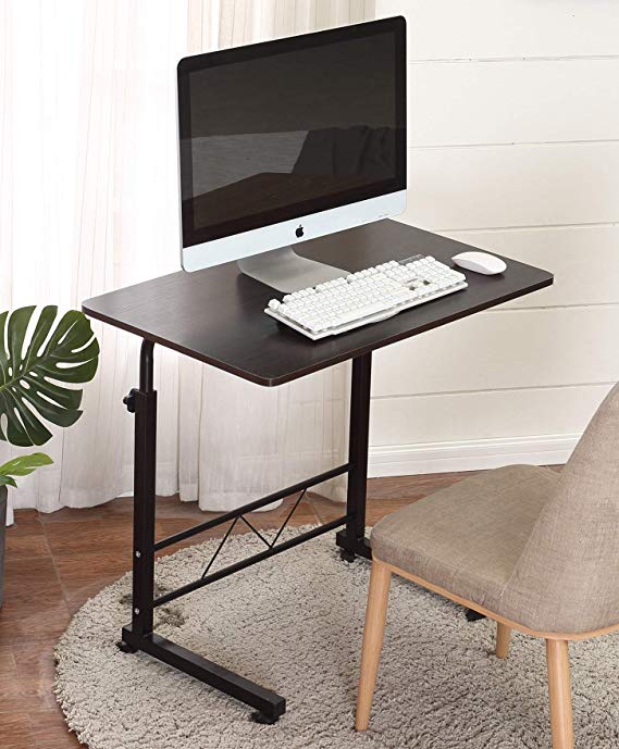 Akway Mobile Laptop Desk Cart 31.5 x 19.6 inch Height Adjustable Rolling Cart Notebook Computer Stand Bed Table for Eating and Laptops, Black