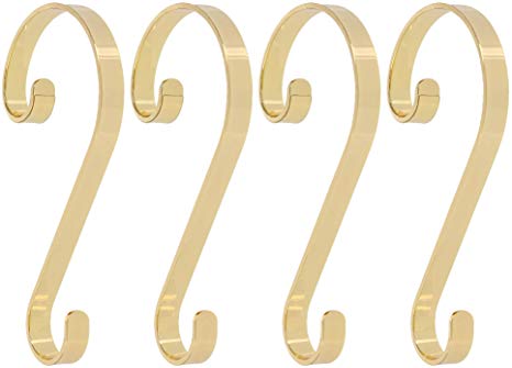 Stocking Scrolls 4-Pack Stocking Hanger Set (Gold/Brass)
