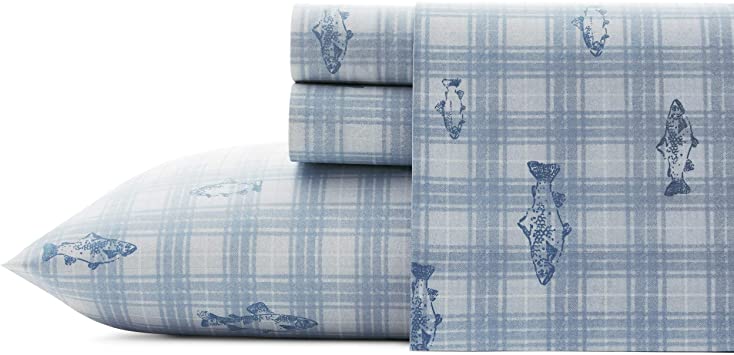 Eddie Bauer Home | Percale Collection Sheet Set-100% Cotton, Crisp & Cool, Lightweight & Moisture-Wicking Bedding, Queen, Methow Plaid