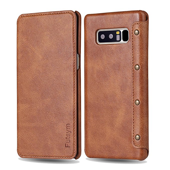 Galaxy Note 8 Wallet Case, Ultra Slim Business Style, FUTSYM Premium Scratch Resistant Leather Flip Case for Samsung Galaxy Note 8, with Gift Box (Brown)