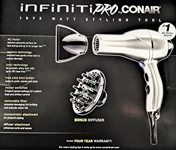 Conair Infiniti Pro Dryer AC Motor / Salon Performance Styling Tool … (Silver)