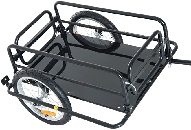 Aosom Folding Bicycle Cargo Trailer Utility Bike Cart Travel Luggage Carrier Garden Patio Tool New