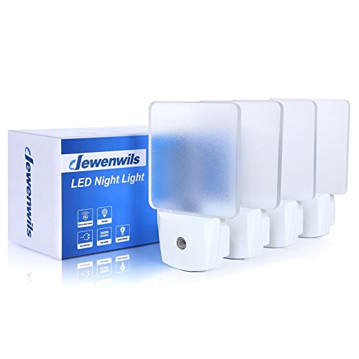 Dewenwils Auto LED Night Light Plug in Wall Acrylic Light with Dusk to Dawn Sensor Soft White Light Pack of 4