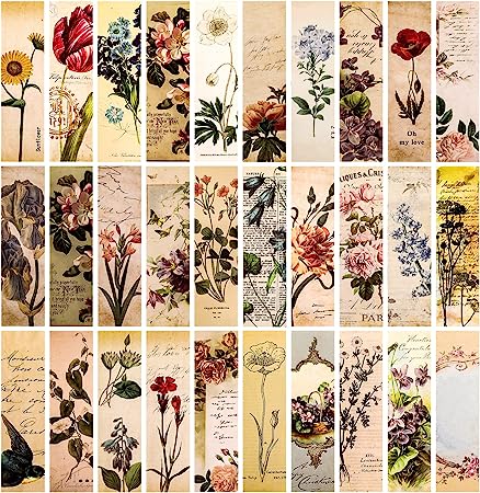 Classic Paper Bookmarks,30 Pieces Vintage Natural Style Bookmarks Aesthetic Bookmarks Retro Paper Book Marks Cute Bookmarks Butterfly Bookmarks for Women Gift for Book Lovers (Butterfly Theme)