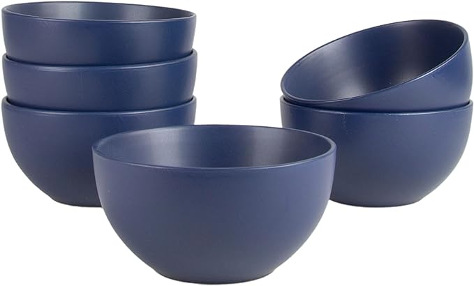 10 Strawberry Street Wazee Matte 5.5"/16oz Cereal Bowl, Set of 6, Midnight Blue