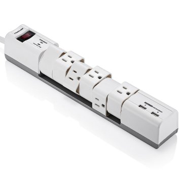 Poweradd 6 Rotating Surge Protected Outlets 6ft Cord Power Strip  Dual Smart USB Ports UL listed