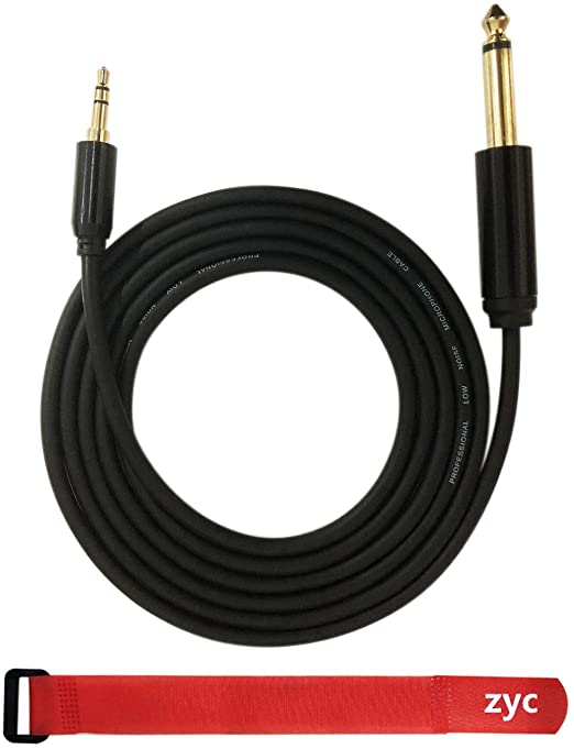 Audio Cable 5 Ft, 3.5 mm TRS Male to 6.35mm TS Male Speaker Cable, Interconnect Cable, for iPhone, Laptop Connect to AMP, Sound Console, Guitar and More