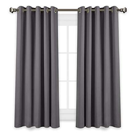 PONY DANCE Gray Kitchen Curtains - Ring Top Thermal Blackout Curtain Drapes Windows Draperies Panels Set/Home Decoration & Fashion, 1 Pair, W 66 by L 54 Inch, Grey