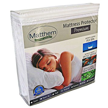 Matthem Premium Hypoallergenic Terry Cotton Waterproof Mattress Protector - Vinyl Free-Size Avaiable on Cal King 72x84 18inch