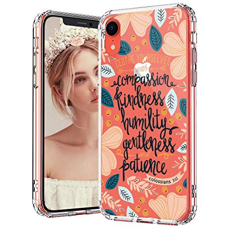 MOSNOVO iPhone XR Case, Clear iPhone XR Case, Clothe Yourselves Quotes Floral Flower Pattern Clear Design Transparent Plastic Hard Back Case with TPU Bumper Protective Case Cover for Apple iPhone XR