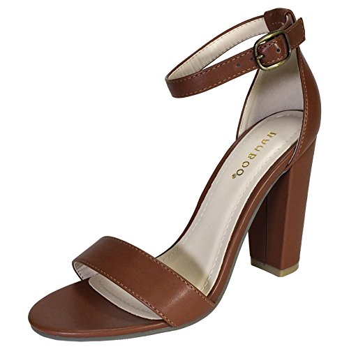 BAMBOO Women's Single Band Chunky Heel Sandal With Ankle Strap