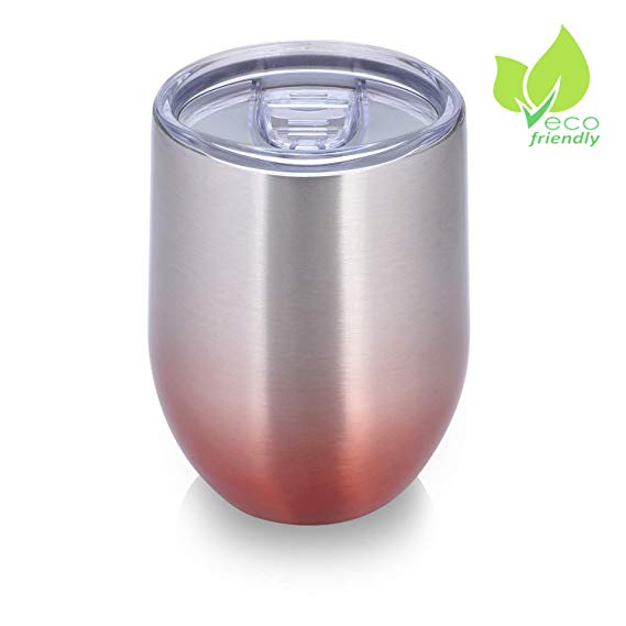 MUCH 12oz Wine Tumbler With Lid Double Wall Vacuum Insulated Stainless Steel Cup For Coffee Drinks