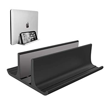 Vertical Laptop Stand Holder Adjustable Desktop Notebook Dock Space-Saving Three-in-one for All MacBook Pro Air, Mac,HP, Dell, Microsoft Surface,Lenovo, up to 17.3 inch Black