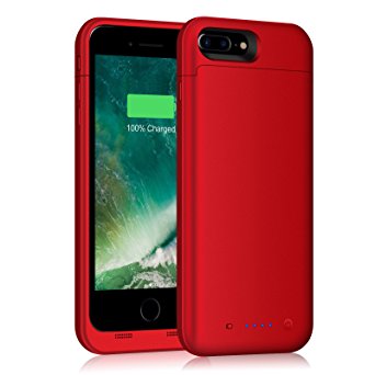 iPhone 7 Plus Battery Case 7000mAh Capacity Extended Battery Power Charger for iPhone 7Plus (5.5inch) 4 LED Indication Ultra Slim Portable Charging Cover - Red