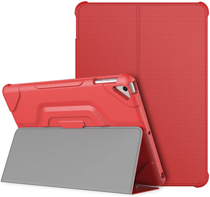 JETech Case for Apple iPad 9.7-inch (2018/2017 Model, 6th/5th Generation), Double-fold Stand with Shockproof TPU Back Cover, Auto Wake/Sleep, Red