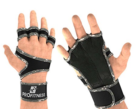 Cross Training Gloves with Wrist Support by ProFitness | Non-Slip Palm Silicone Padding to avoid Calluses | For Weight lifting, WOD, Powerlifting & Gym Workouts | Ideal for Both Men & Women