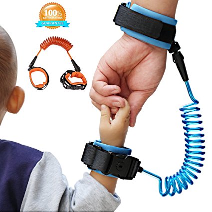 Anti Lost Wrist Link - Toddler Walking Leash - Kids Safety Harness - Skin Friendly Cotton Wrist Straps for Babies & Kids 2 pack (4.9ft & 8.2ft )