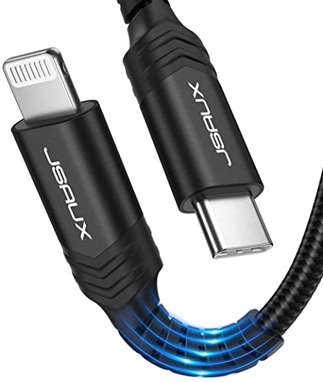 USB C to Lightning Cable 10FT, JSAUX [Apple MFi Certified] Lightning to USB-C iPhone Fast Charging Cable Compatible with iPad 8th 2020, iPhone 11/11 Pro/11 Pro Max/X/XS/XR/8, Support Power Delivery