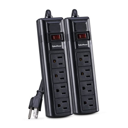 CyberPower CSB404MP2 Surge Protector 4-Outlets, 4-Ft Cord 600 Joules, 2 Pack