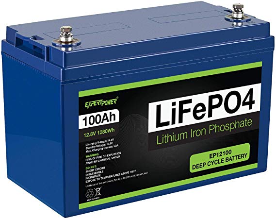 ExpertPower 12V 100Ah Lithium LiFePO4 Deep Cycle Rechargeable Battery | 2500-7000 Life Cycles & 10-Year lifetime | Built-in BMS | Perfect for RV, Solar, Marine, Overland, Off-Grid Applications
