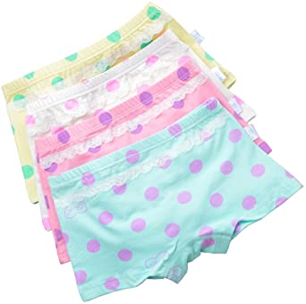 Feelingwear Toddler Girls' Cotton Lace Polka Dot Boyshort Hipster Underwear Princess Panties